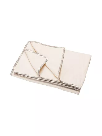 DAVID FUSSENEGGER | Couverture en flanelle avec point décoratif 140x200cm (blanc cassé) | 